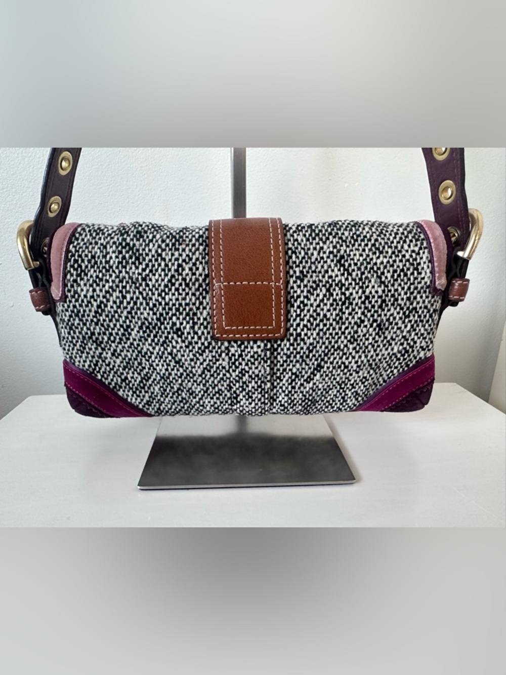Vintage Coach SoHo Tweed Demi Flap Bag! - Picture 4 of 12